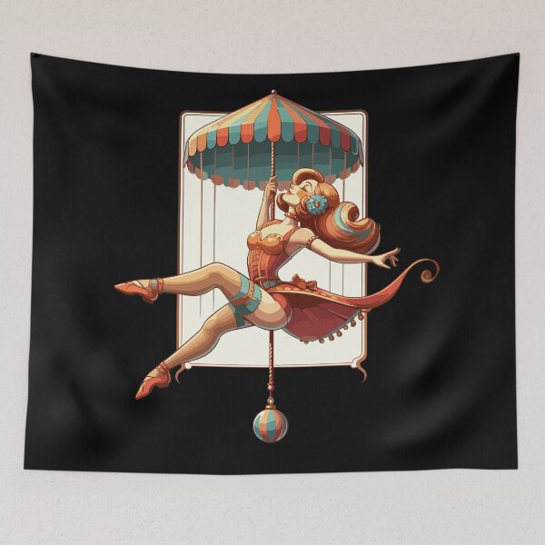 Item preview, Circus girl give show on flying trapeze designed and sold by TomFrontierArt.