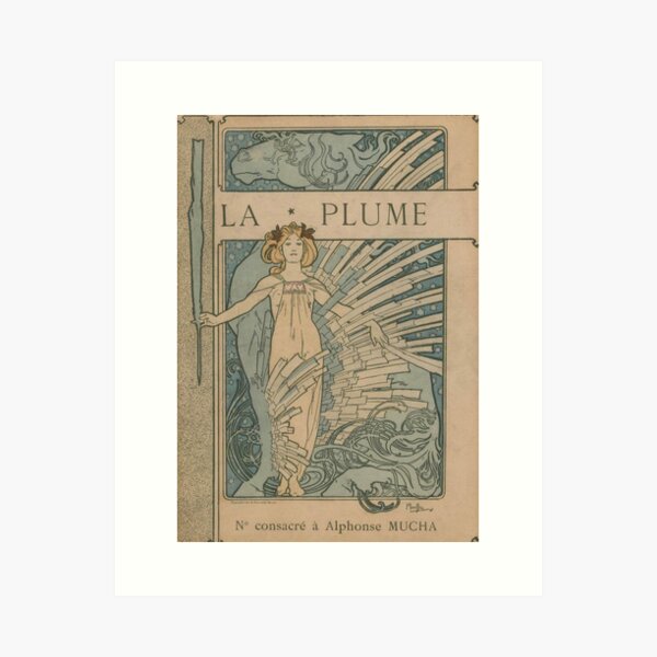 Aperçu de l'œuvre La Plume, d'Alphonse Mucha. HAUTE DÉFINITION créée et vendue par MINDTHECHERRY.