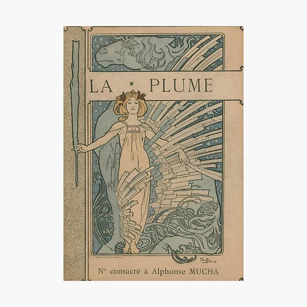 Aperçu de l'œuvre La Plume, d'Alphonse Mucha. HAUTE DÉFINITION créée et vendue par MINDTHECHERRY.