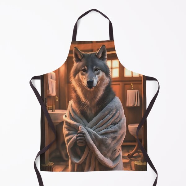 Item preview, A wolf wrapped in a towel is standing in the bathhouse designed and sold by MalakShams.