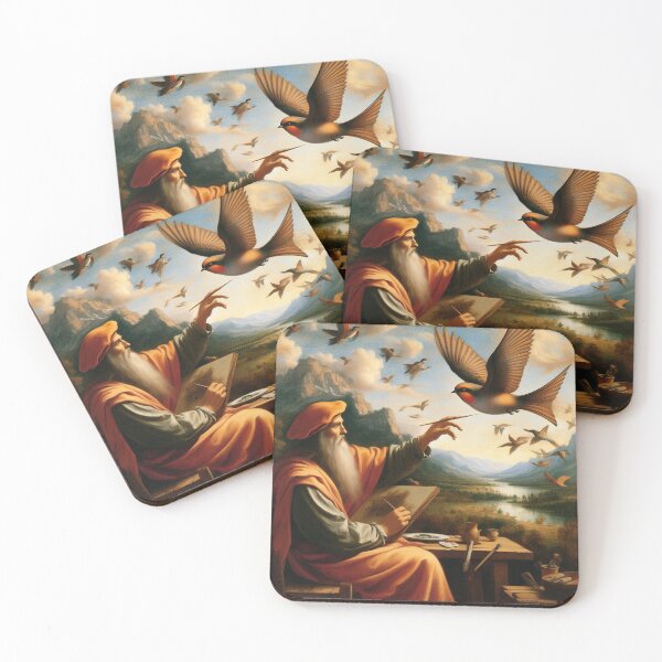 Item preview, Leonardo da Vinci painting a living bird designed and sold by LeonardoRules.