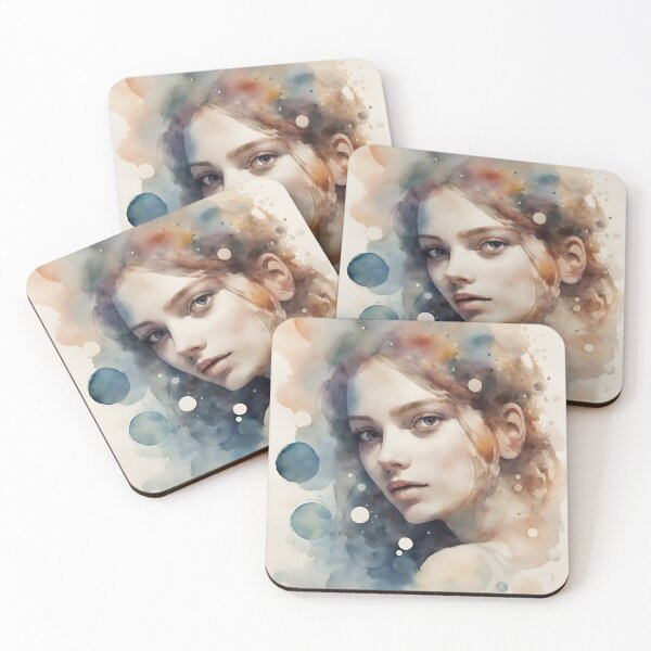Item preview, Pretty woman in watercolor in dreamy mood abstract. designed and sold by kreativeadern.