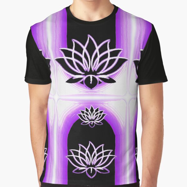 The Magical Lotus Emanation Black Purple Graphic T-Shirt