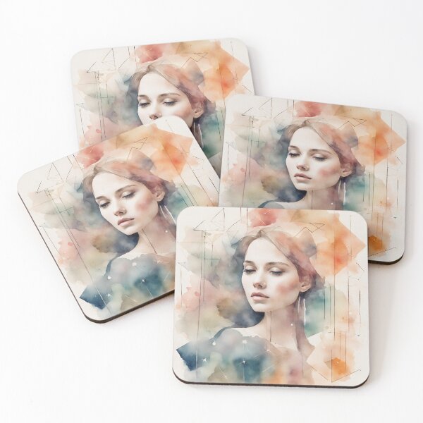 Item preview, Thoughtful young woman in watercolor in dreamy mood abstract. designed and sold by kreativeadern.