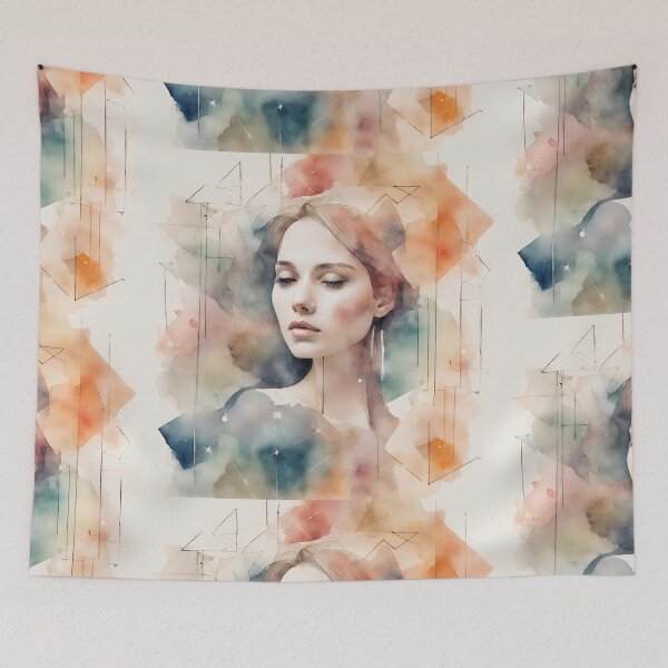 Item preview, Thoughtful young woman in watercolor in dreamy mood abstract. designed and sold by kreativeadern.