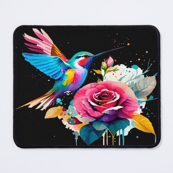Item preview, Hummingbird and its Dance Among Multicolored Flowers designed and sold by Ink-Elegance.