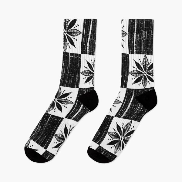 Item preview, Black and White Floral Half and Half Abstract Pattern designed and sold by LLdreams.