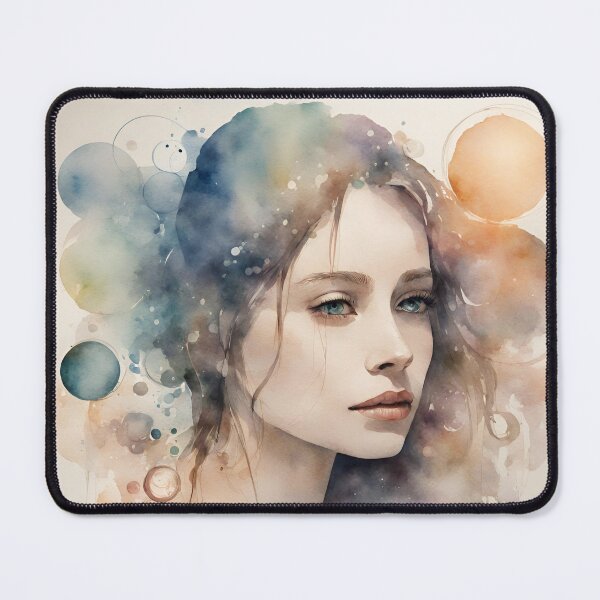 Item preview, Long-haired young woman in watercolor in dreamy mood abstract. designed and sold by kreativeadern.