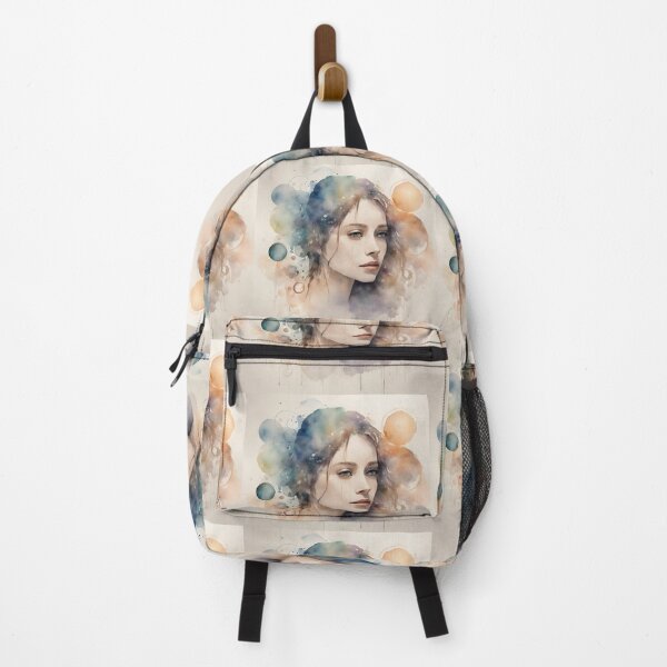 Item preview, Long-haired young woman in watercolor in dreamy mood abstract. designed and sold by kreativeadern.