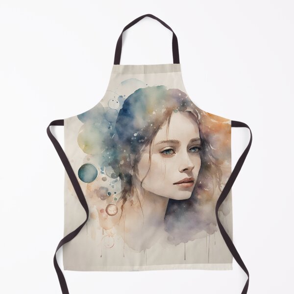 Item preview, Long-haired young woman in watercolor in dreamy mood abstract. designed and sold by kreativeadern.
