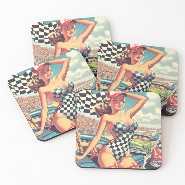 Item preview, Vintage Race Pin Up designed and sold by PulpVintage.