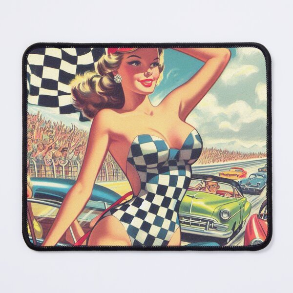 Item preview, Vintage Race Pin Up designed and sold by PulpVintage.