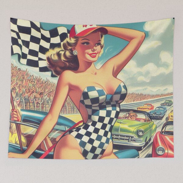 Item preview, Vintage Race Pin Up designed and sold by PulpVintage.