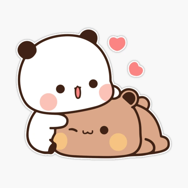 DuDu Bear and BuBu Panda's Love Relaxing Moment Sticker for Sale by  Pandety