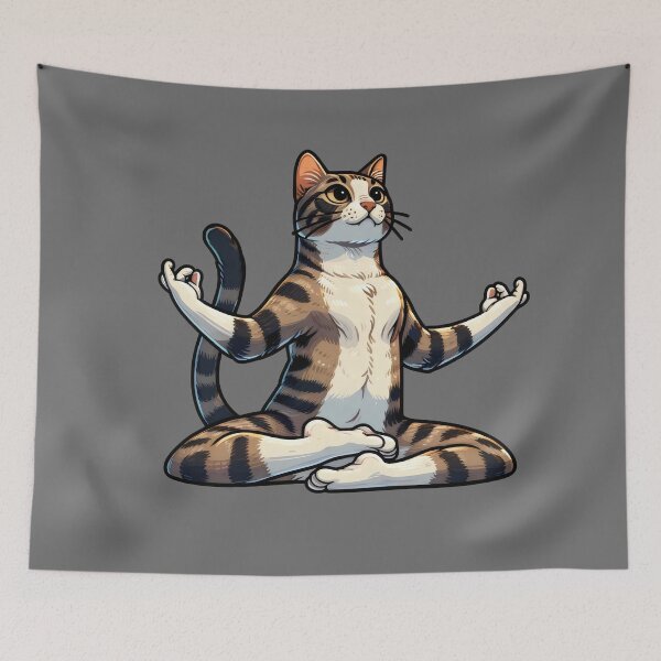 Item preview, Zen Cat Yoga Pose - Mindfulness Feline Illustration designed and sold by Ingridpd.