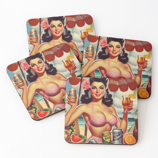 Item preview, Vintage Beach Drink Pin Up designed and sold by PulpVintage.