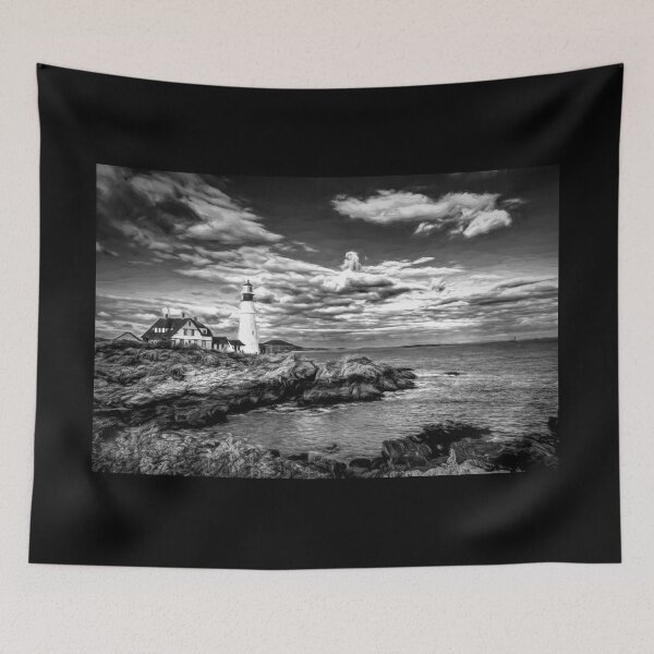 Item preview, Portland Head Light Maine Black and White Painterly designed and sold by Debra Martz.