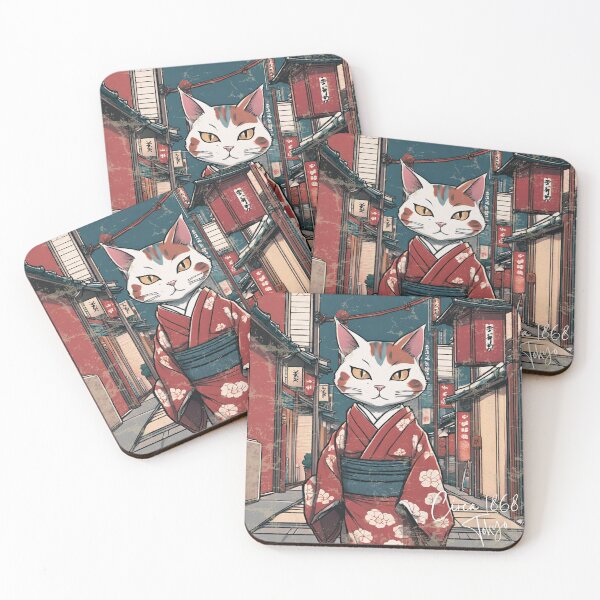 Item preview, Circa 1868 Cat in Kimono Vintage The Founding of Tokyo designed and sold by CuriousMax.