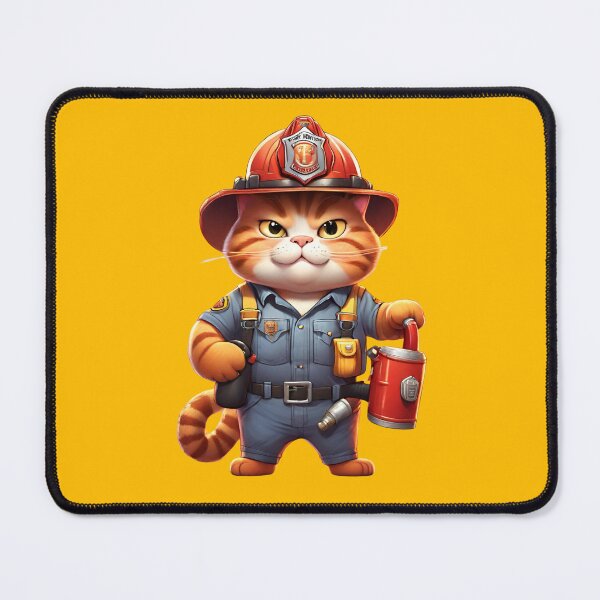 Item preview, Chubby Firefighter Kitty Cat designed and sold by Keffy.