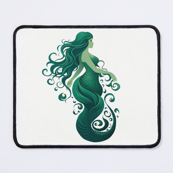 Item preview, Green Mermaid on a White Background designed and sold by dcrc.