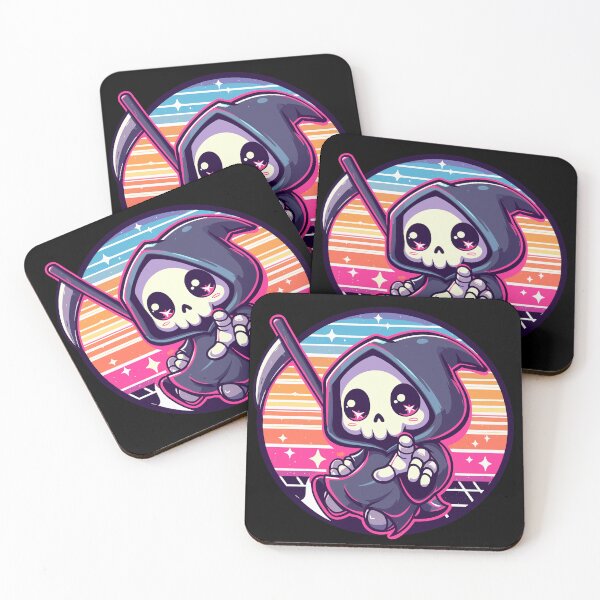 Item preview, Colorful kawaii retro grim reaper designed and sold by TomFrontierArt.