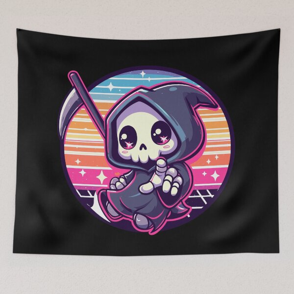 Item preview, Colorful kawaii retro grim reaper designed and sold by TomFrontierArt.