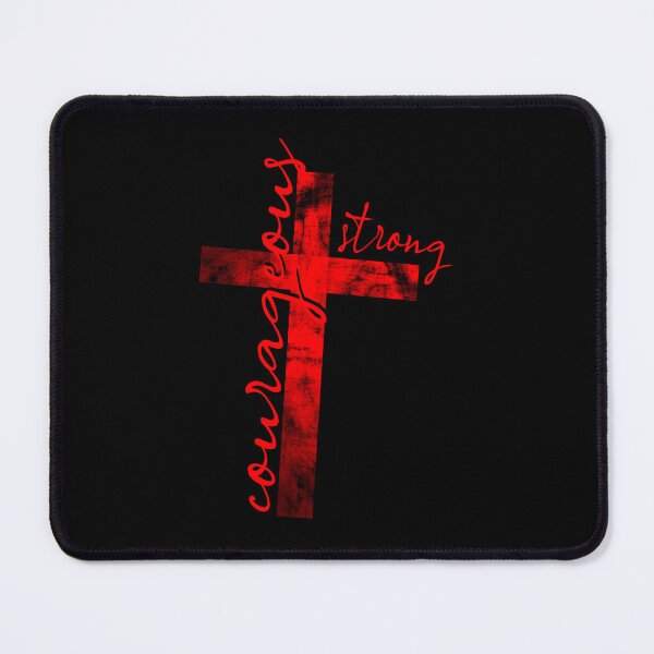 Item preview, Be strong and courageous in cross format - words from bible verse Joshua 1 9 be strong and courageous - red design  designed and sold by ZechJohnRB.