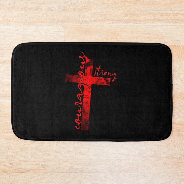 Item preview, Be strong and courageous in cross format - words from bible verse Joshua 1 9 be strong and courageous - red design  designed and sold by ZechJohnRB.