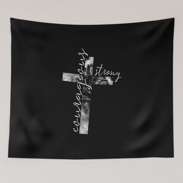 Item preview, Be strong and courageous in cross format - words from bible verse Joshua 1 9 be strong and courageous - white design  designed and sold by ZechJohnRB.