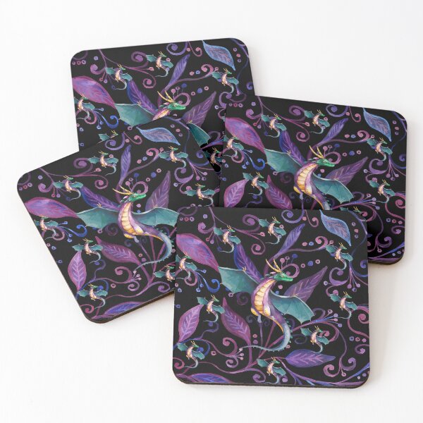 Item preview, Dragons and flores, pink,purple, designed and sold by loedbrok99.