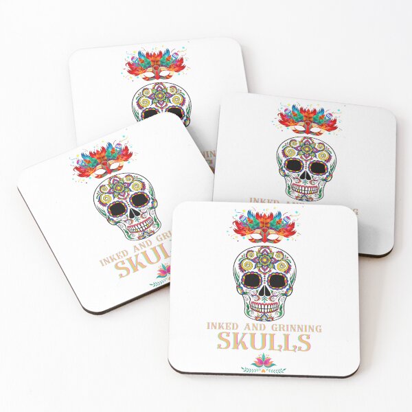 Item preview, Inked and Grinning Skulls Tee designed and sold by exclusivebucket.