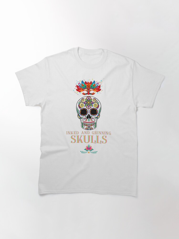 Thumbnail 3 of 7, Classic T-Shirt, Inked and Grinning Skulls Tee designed and sold by exclusivebucket.