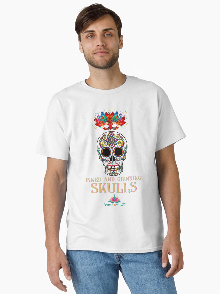 Thumbnail 2 of 7, Classic T-Shirt, Inked and Grinning Skulls Tee designed and sold by exclusivebucket.