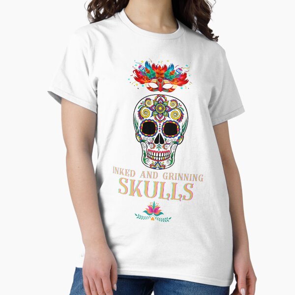Item preview, Inked and Grinning Skulls Tee designed and sold by exclusivebucket.