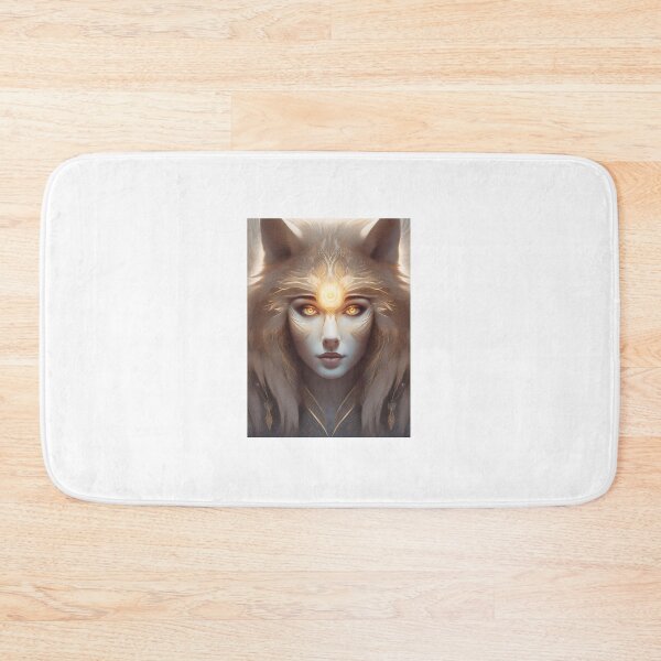 Item preview, Art Deco Portrait Of A Beautiful Wolf-Woman With Incandescent Third Eye  designed and sold by JoyPhotoArt.