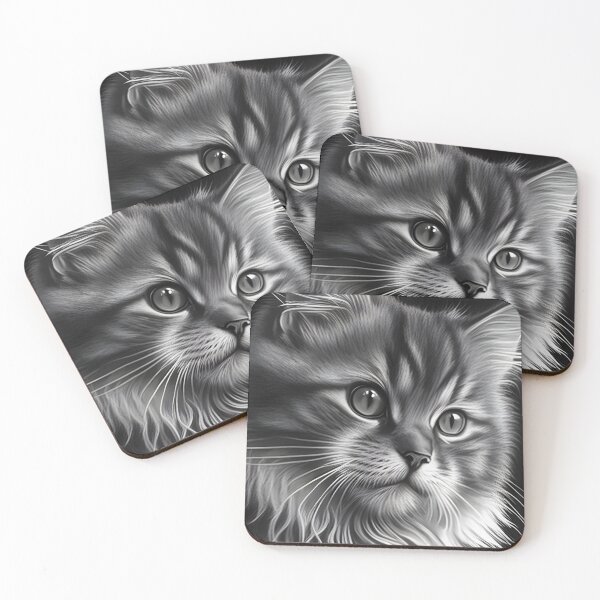 Item preview, Black and white cat pencil drawing designed and sold by Pencil-Art.