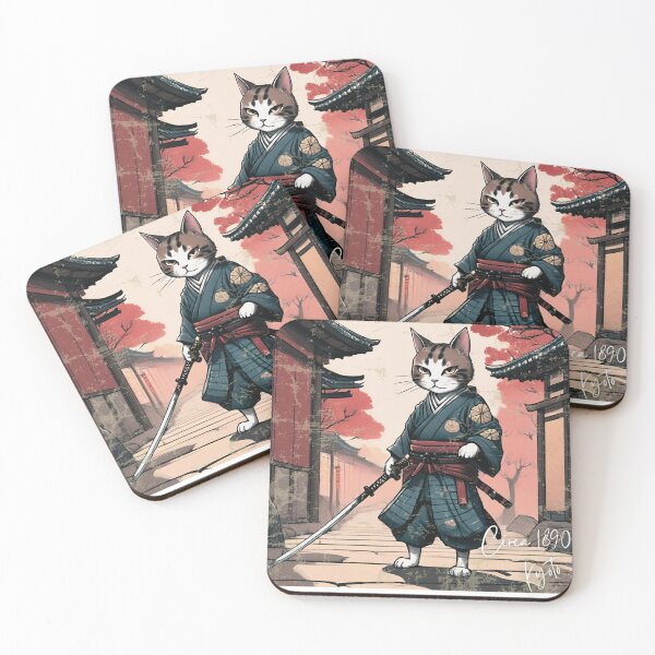 Item preview, Circa 1890 Samurai Cat Vintage The Founding of Kyoto designed and sold by CuriousMax.