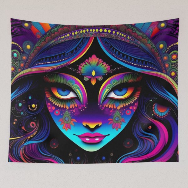 Item preview, Colorful Psychedelic Trippy Hippy Girl designed and sold by TheDarkWardrobe.