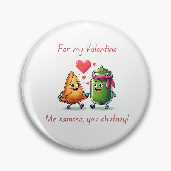 Item preview, Romantic Valentine samosa and chutney holding hands designed and sold by NimbuG.
