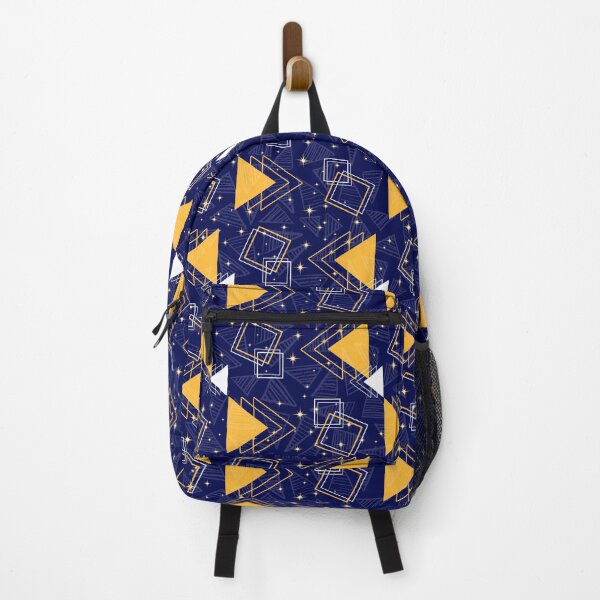 Item preview, A03002 TRIANGLE GEAOMETRIC MEMPHIS BLUE WHITE AND GOLD MONOCHROME PATTERN - VECTOR VINTAGE ABSTRACT SHAPE ART PRINT DESIGN designed and sold by HoneyBlizz.