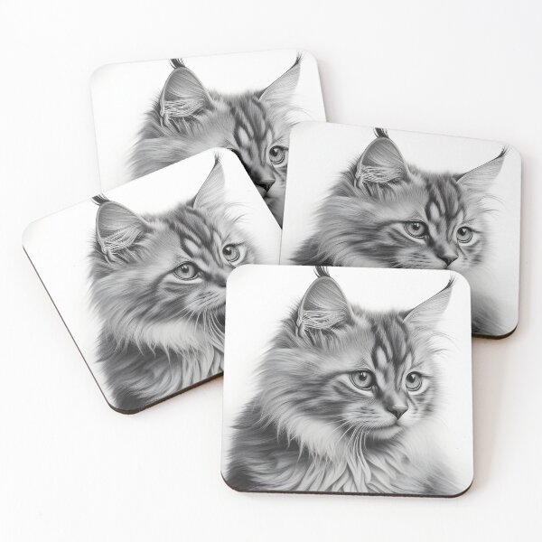 Item preview, Black and white cat pencil drawing designed and sold by Pencil-Art.