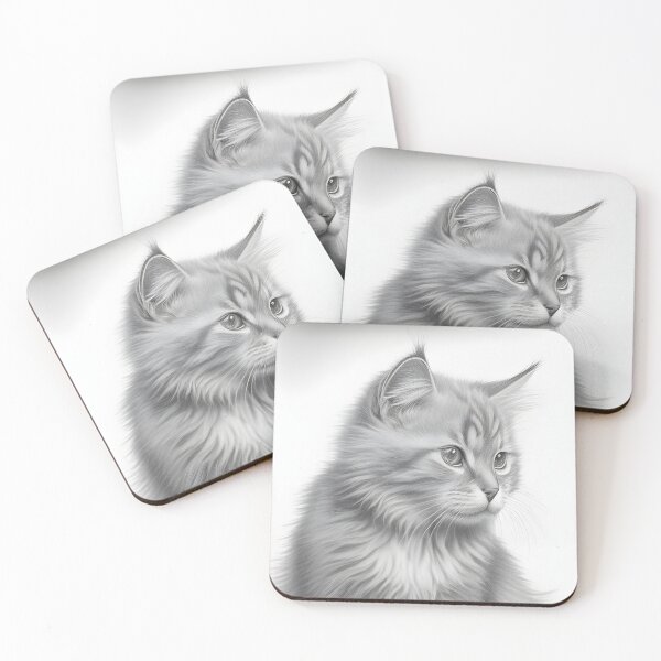 Item preview, Black and white cat pencil drawing designed and sold by Pencil-Art.