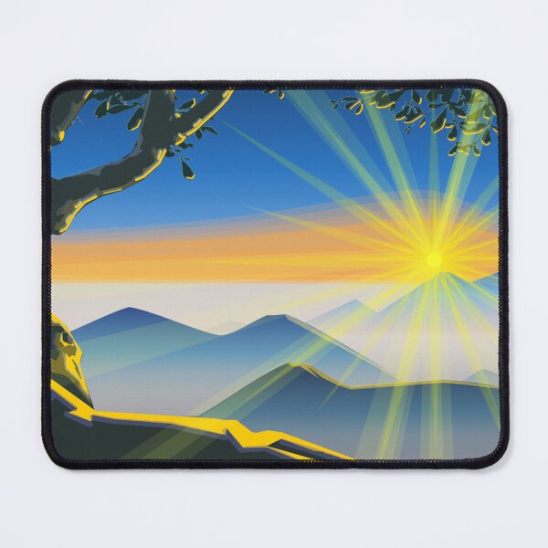 Item preview, warm mountain summit sunrise rays drawing designed and sold by BoiTDesigns.