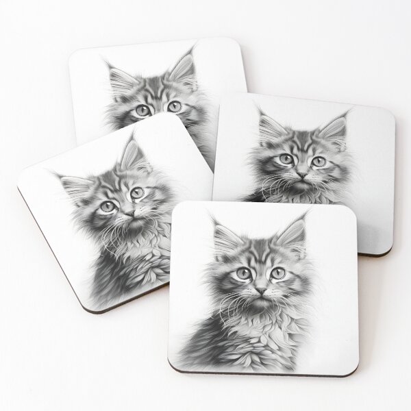 Item preview, Black and white cat pencil drawing designed and sold by Pencil-Art.