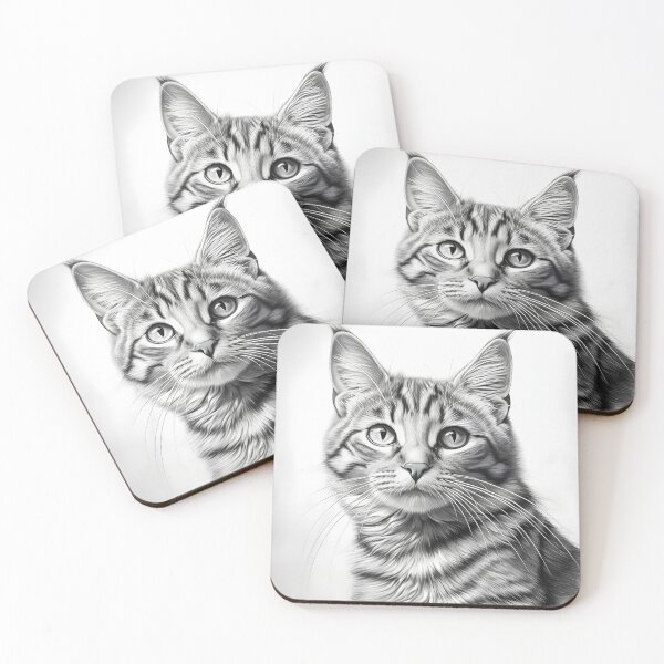 Item preview, Black and white cat pencil drawing designed and sold by Pencil-Art.