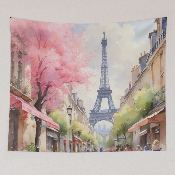 Item preview, Paris, France in Spring Pastel Watercolor, Eiffel Tower designed and sold by PBJArt.