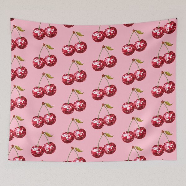 Item preview, Cherry Disco Balls: Retro Groove & Red Neon Sparkles on the Juicy Dancefloor. designed and sold by LotusBlanc.