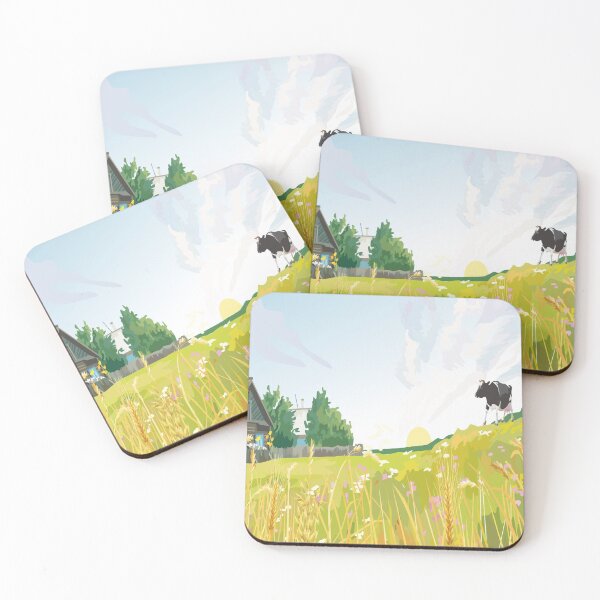 Item preview, Farmer's house and cow in the field designed and sold by wizooo411.