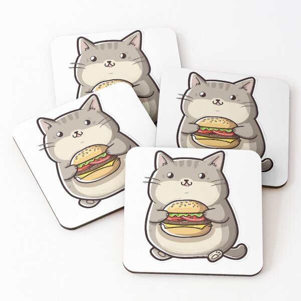 Item preview, Chubby Meows eat burger. designed and sold by Ryslissa.