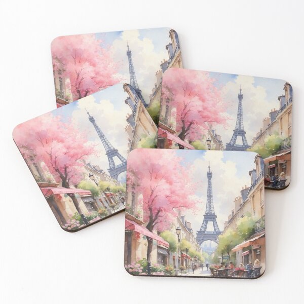 Item preview, Paris, France in Spring Pastel Watercolor, Eiffel Tower designed and sold by PBJArt.